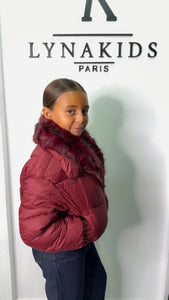 Doudoune Bordeaux fourrure amovible ￼