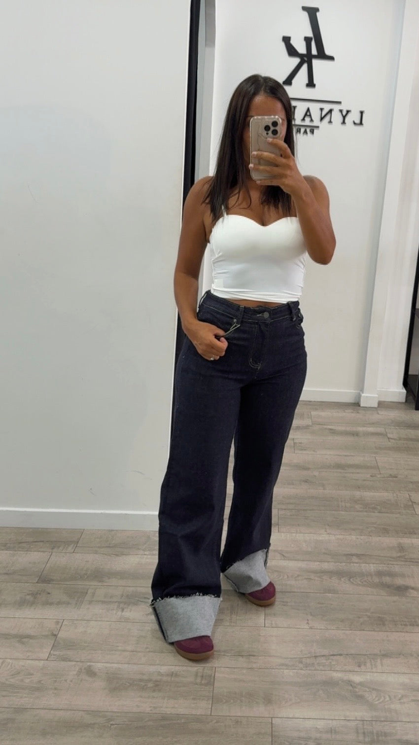 Jeans bleu brut revers dad fit