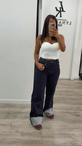 Jeans bleu brut revers dad fit