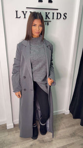 Robe blazer gris fente