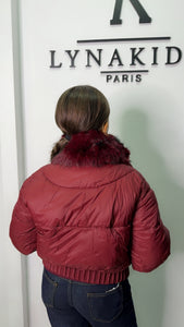Doudoune Bordeaux fourrure amovible ￼