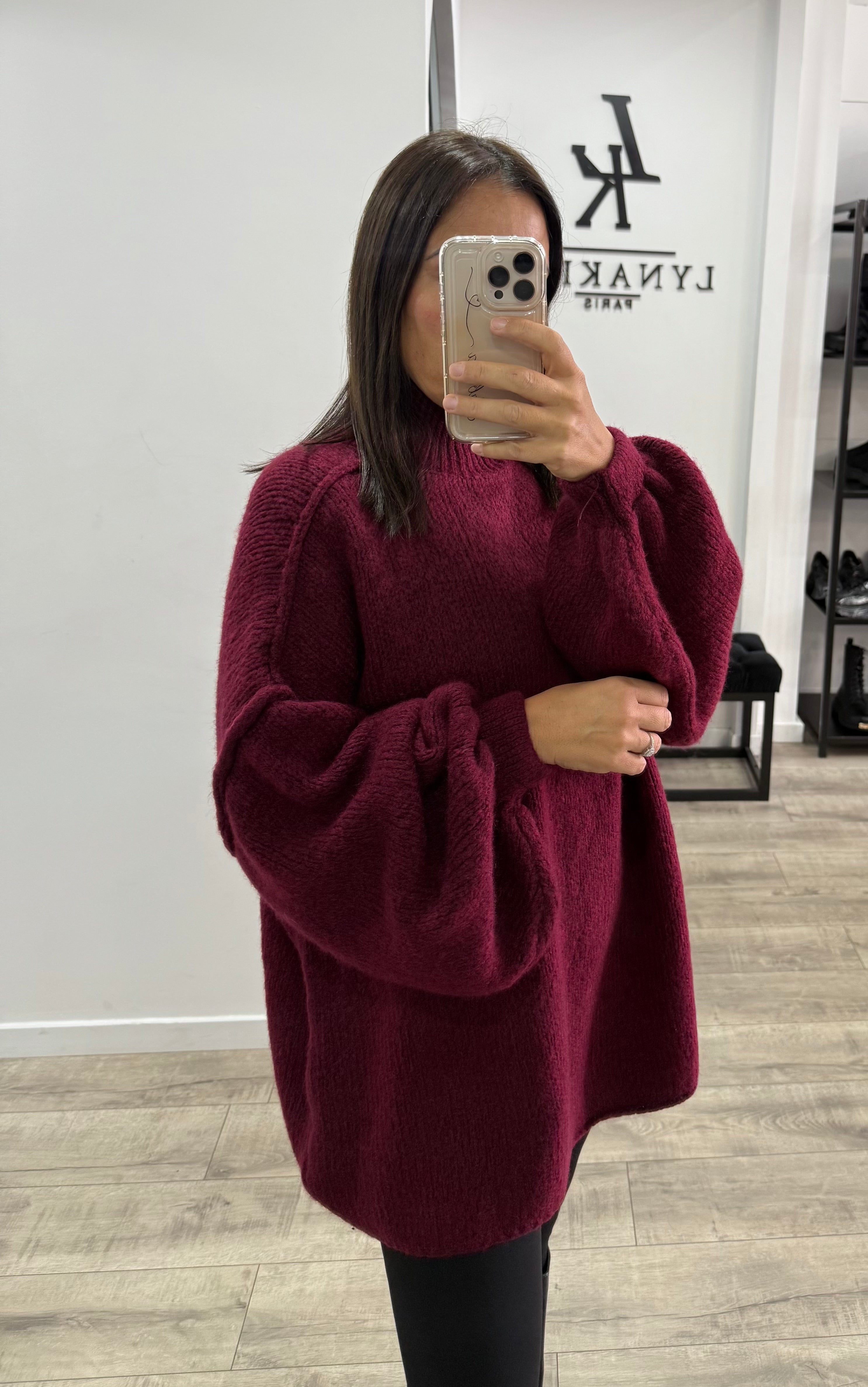 Pull maxi bordeaux