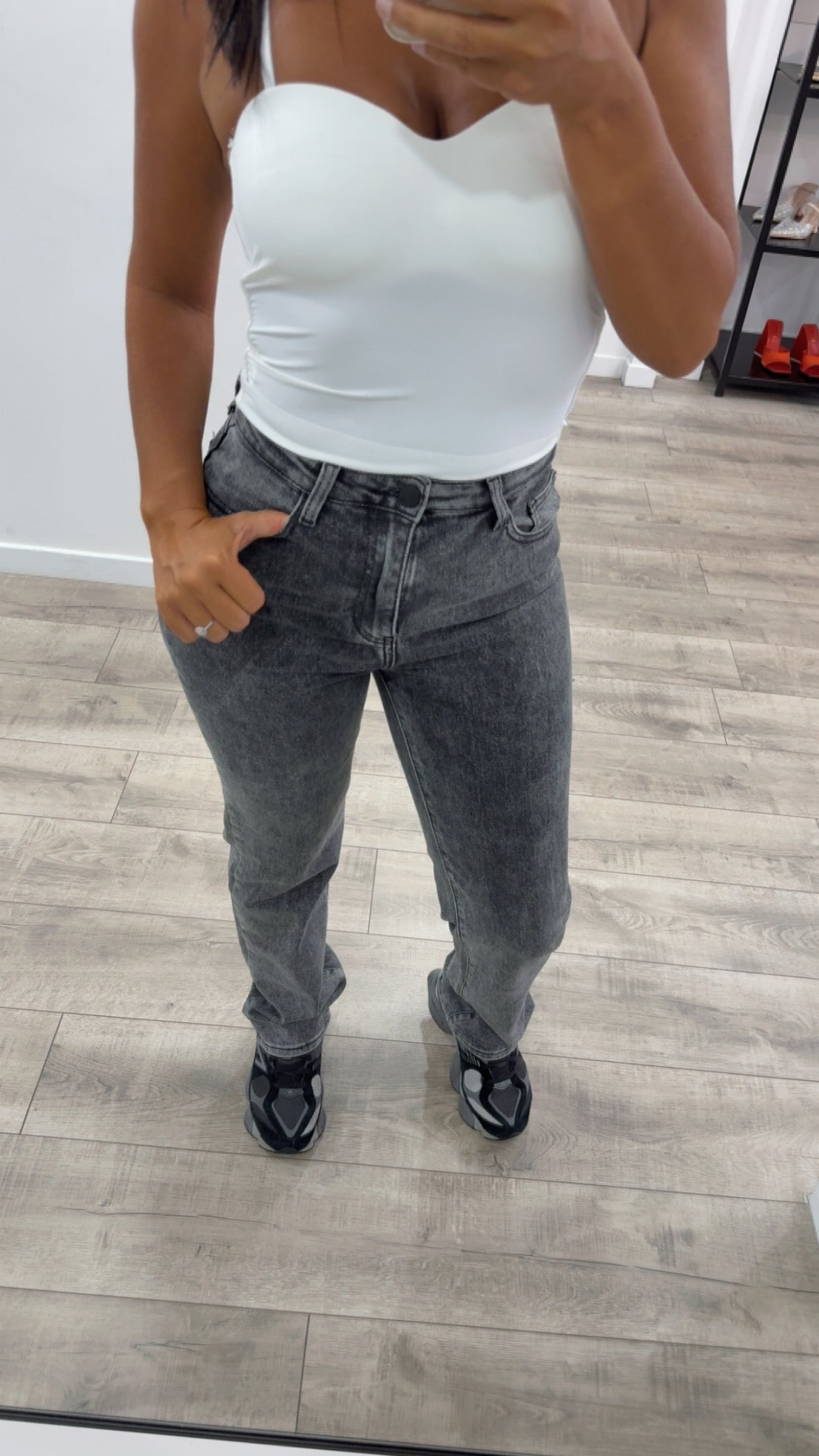 Jeans gris chiné