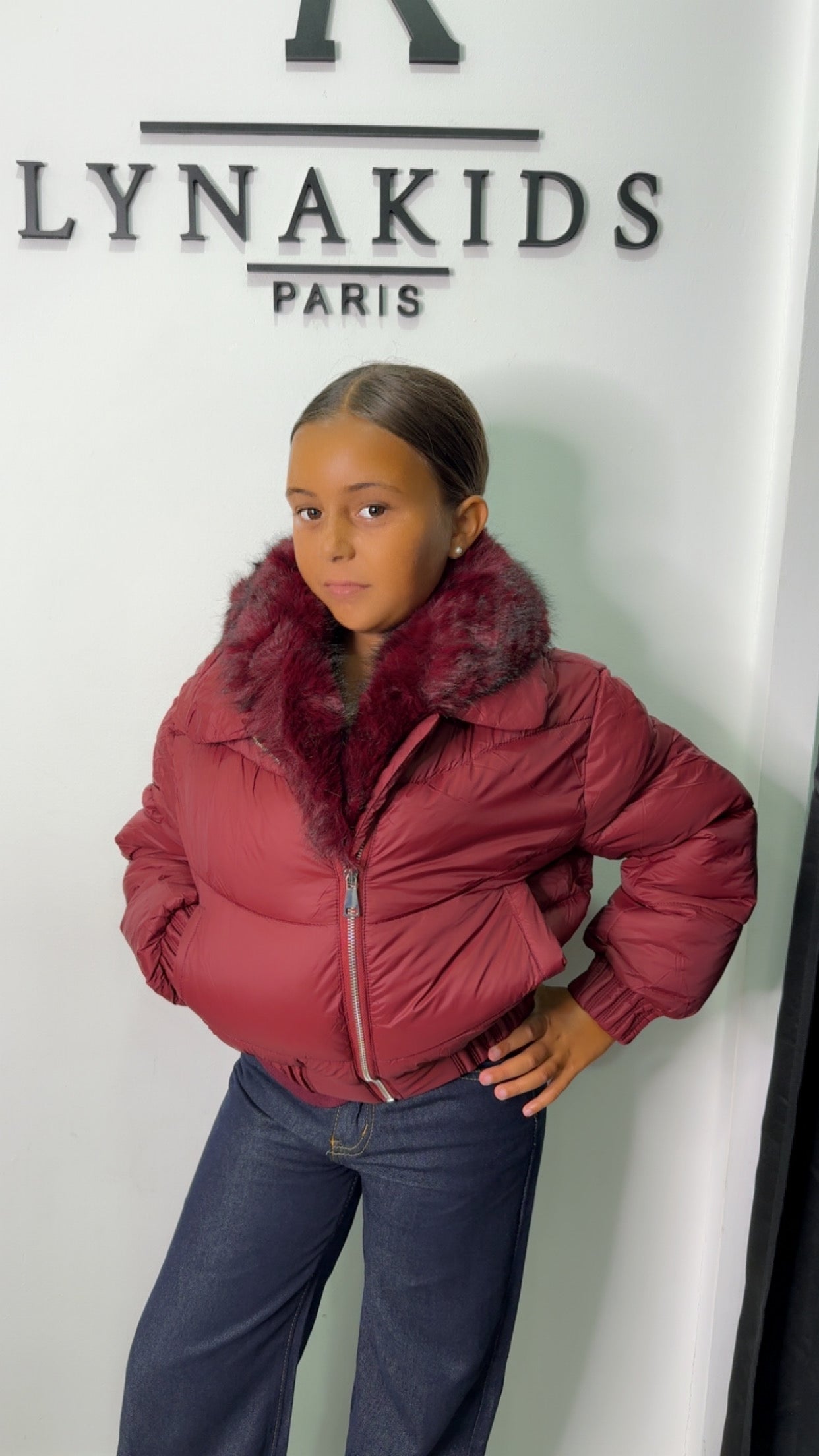Doudoune Bordeaux fourrure amovible ￼