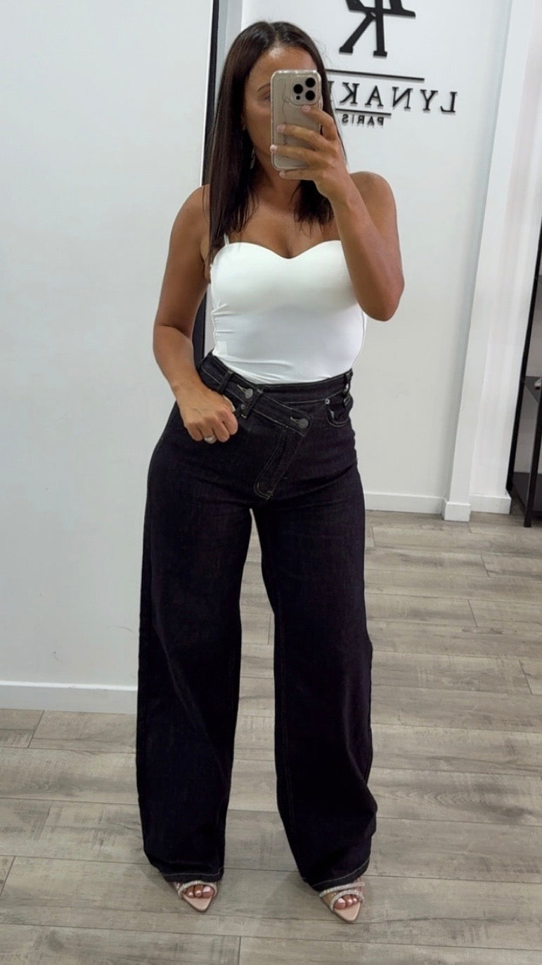 Jeans croisé bleu brut dad fit