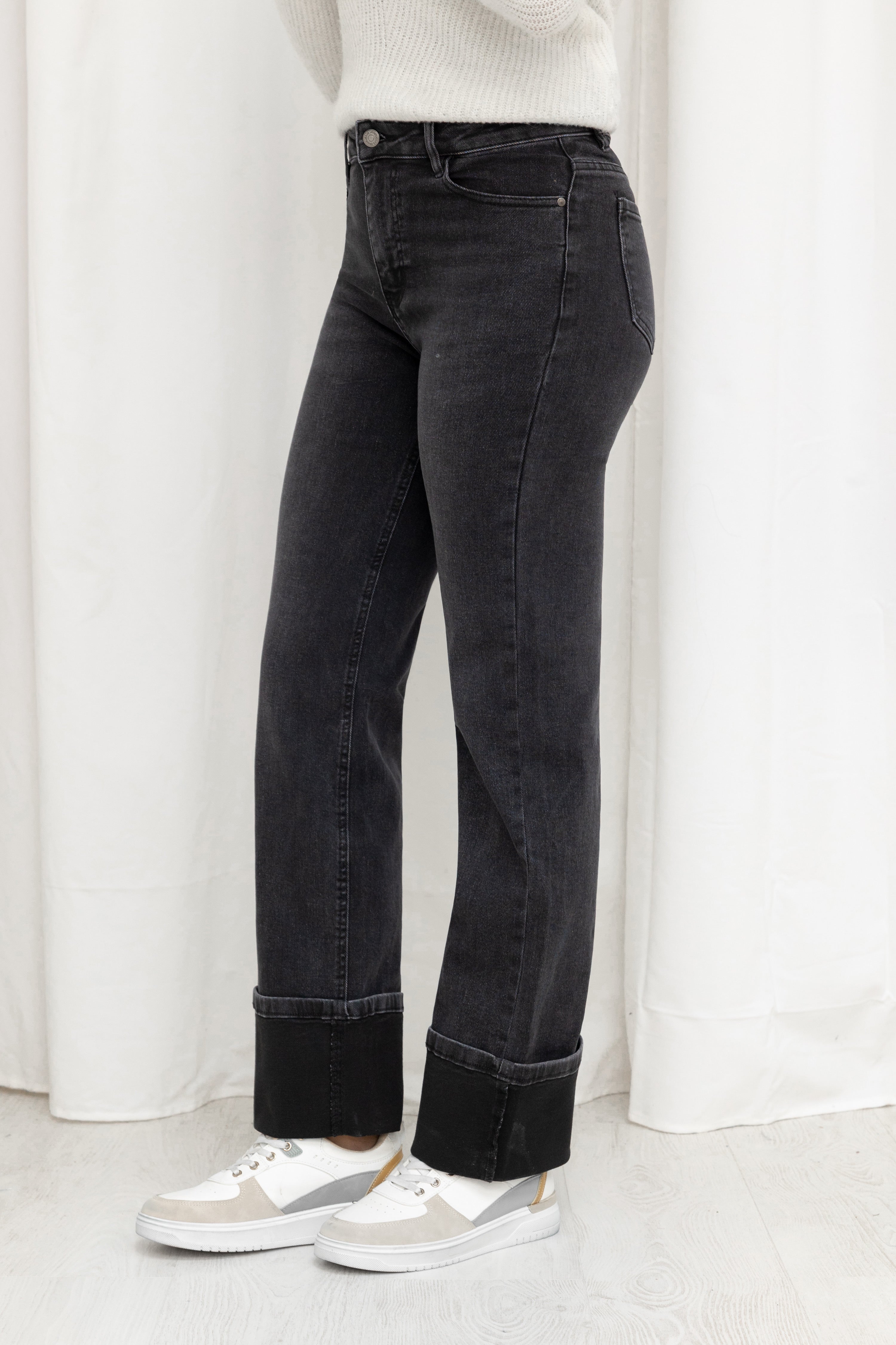 Jeans revers gris foncé