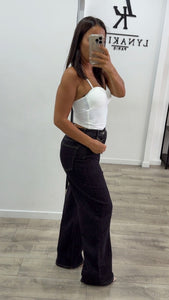 Jeans croisé bleu brut dad fit