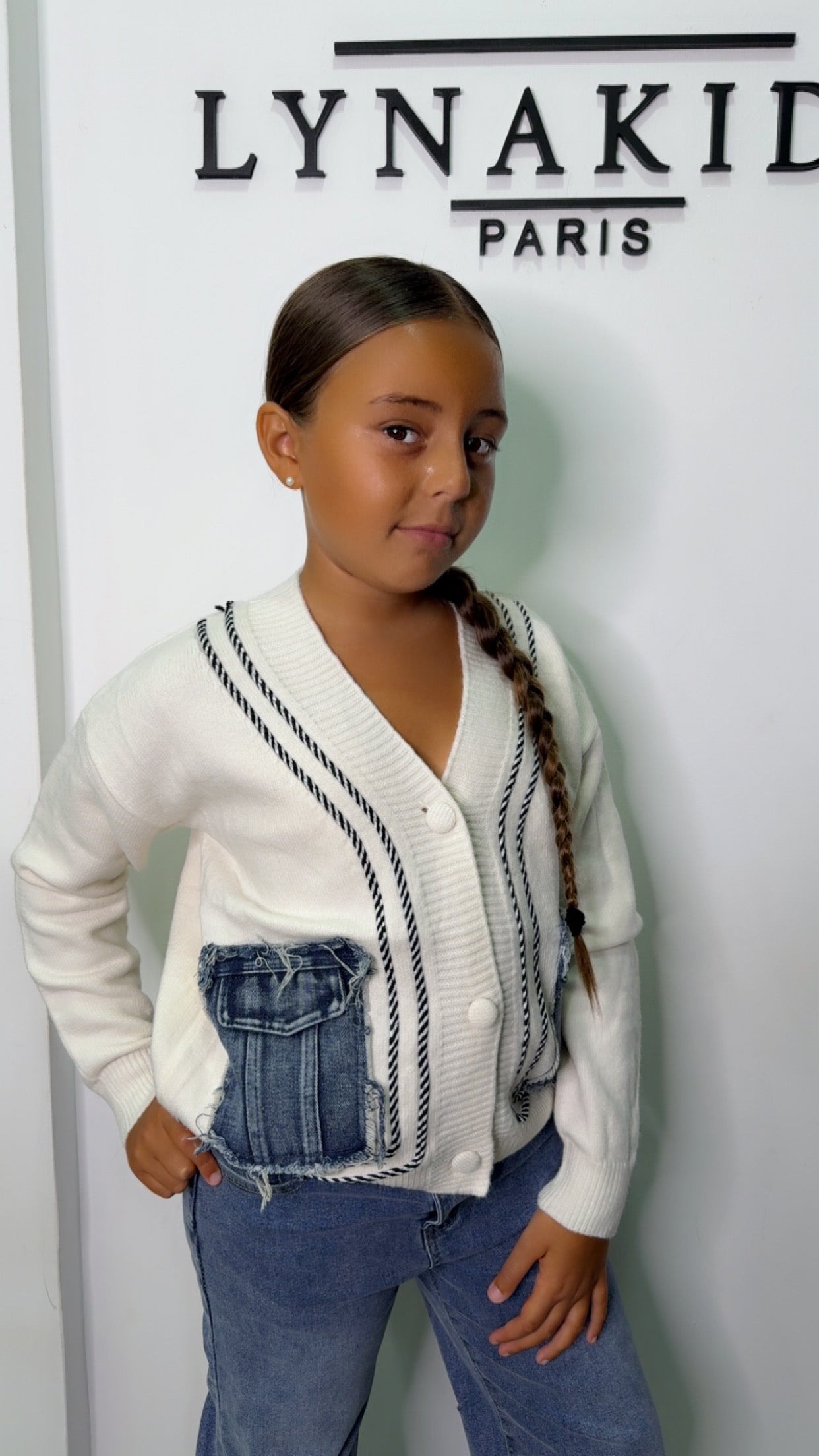 Gilet bi matière blanc jeans