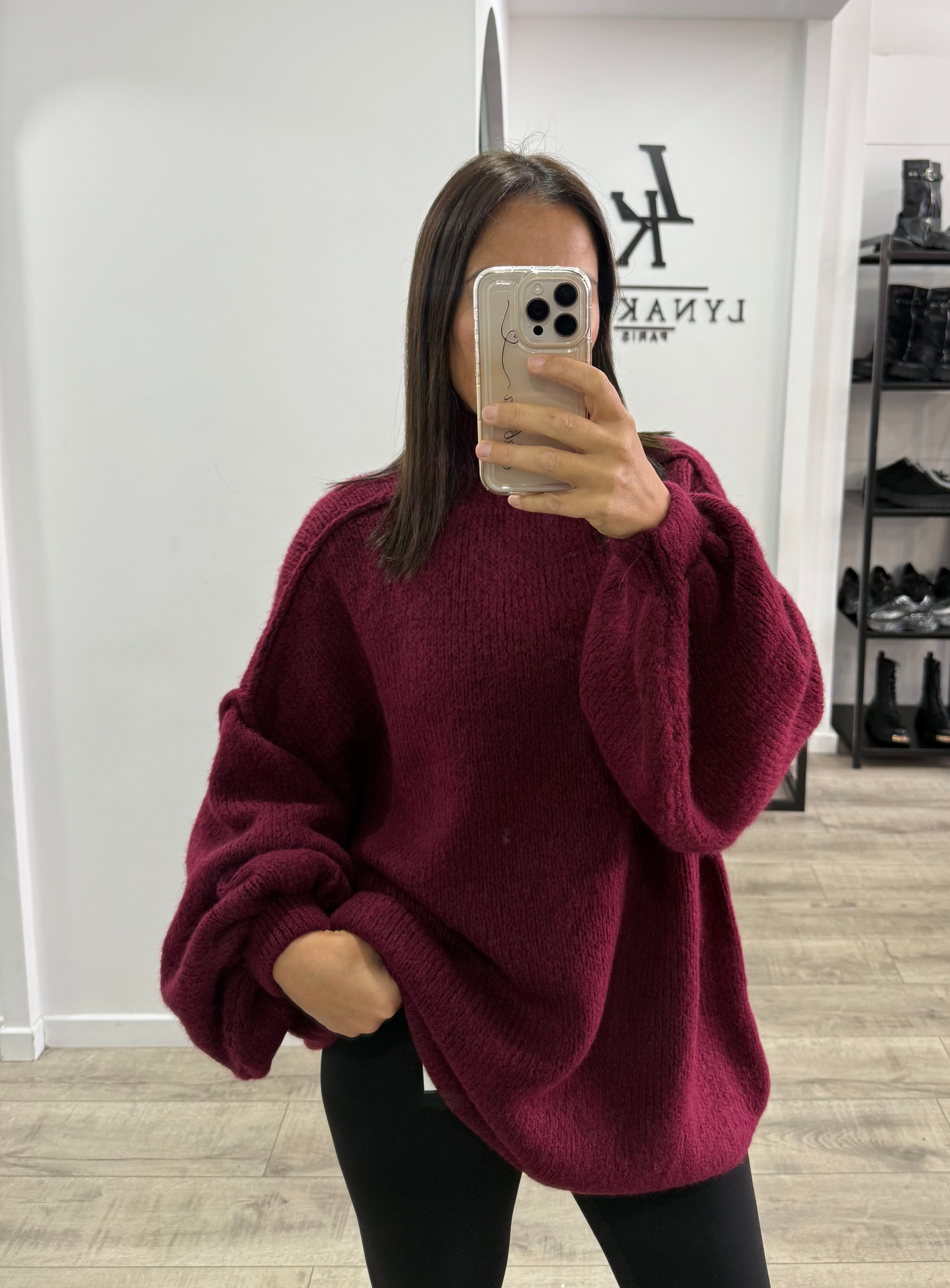 Pull maxi bordeaux