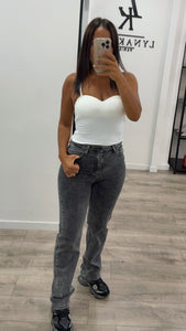 Jeans gris chiné