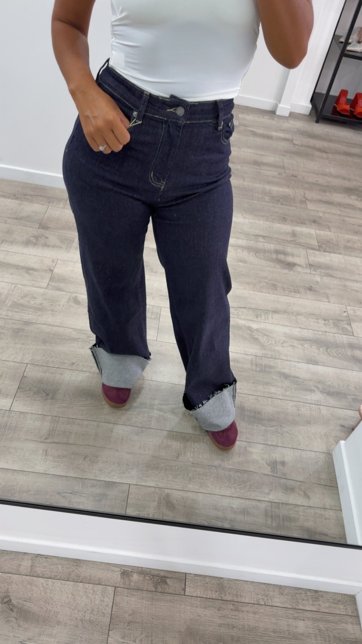 Jeans bleu brut revers dad fit