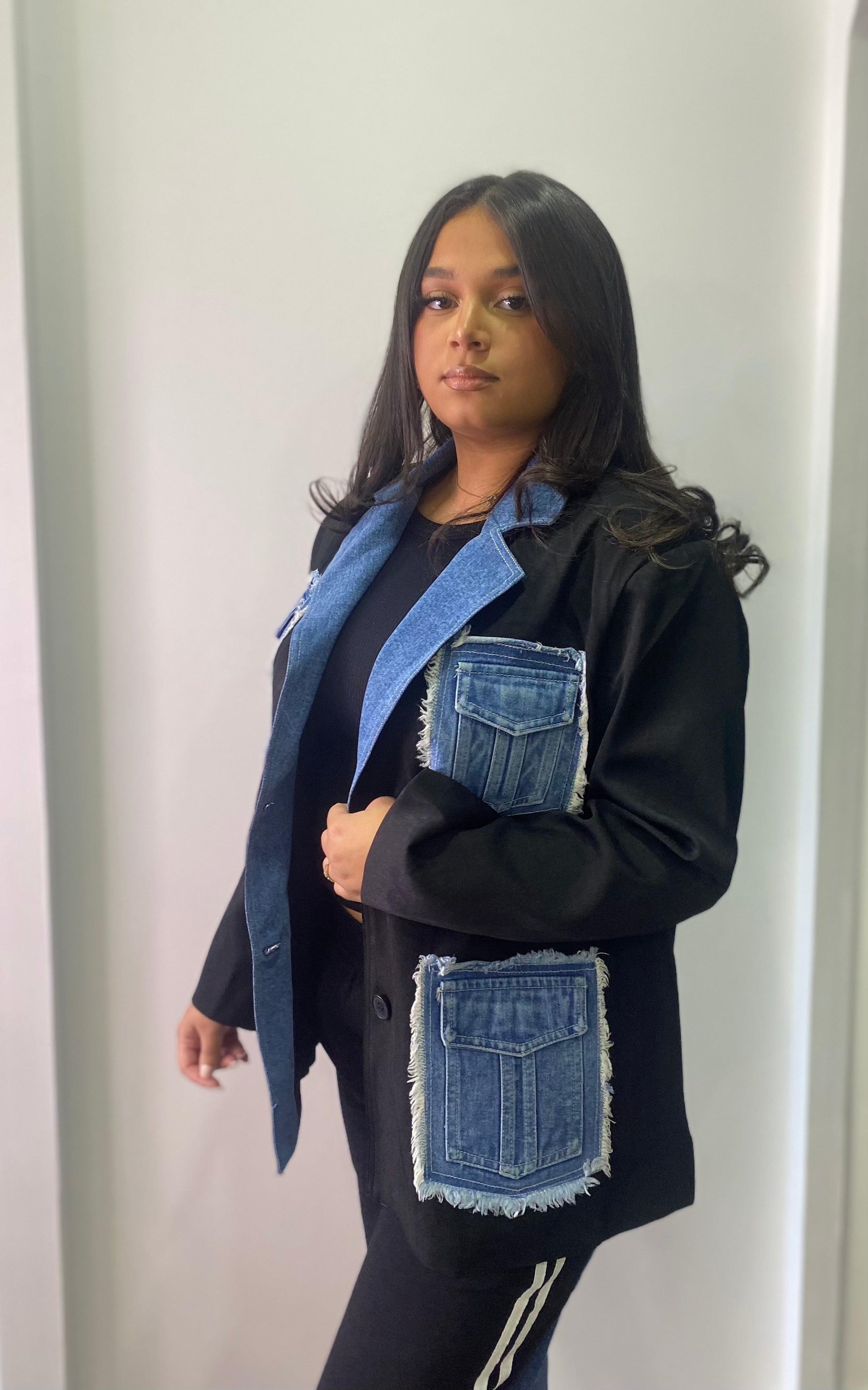 Veste Blazer bi matière jeans