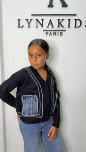 Gilet bi matière Noir jeans
