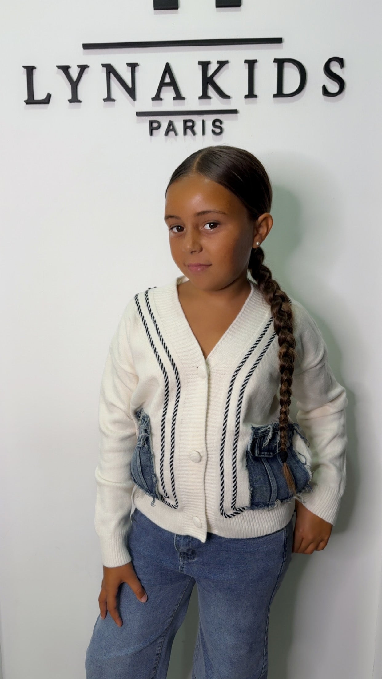 Gilet bi matière blanc jeans