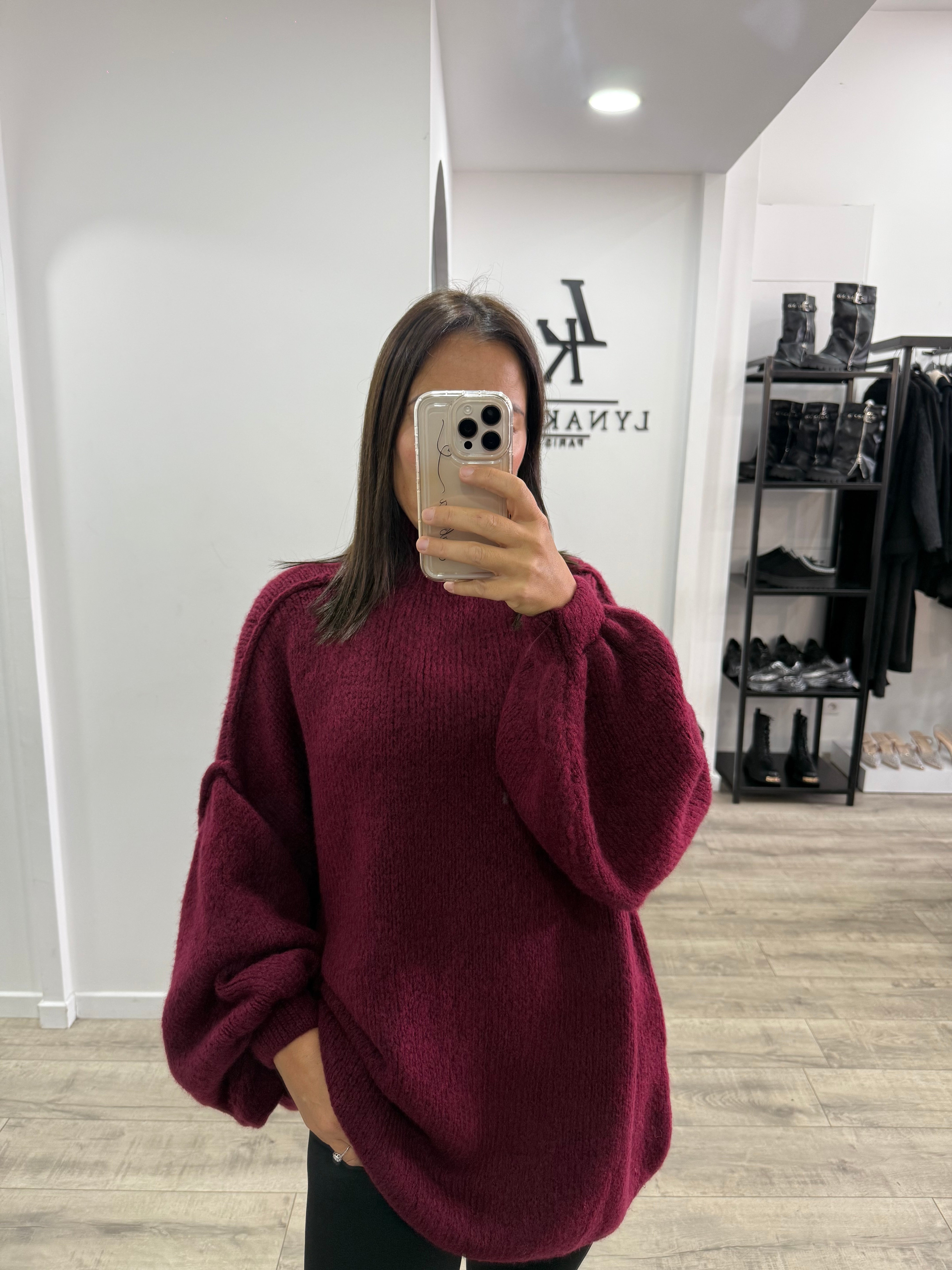 Pull maxi bordeaux