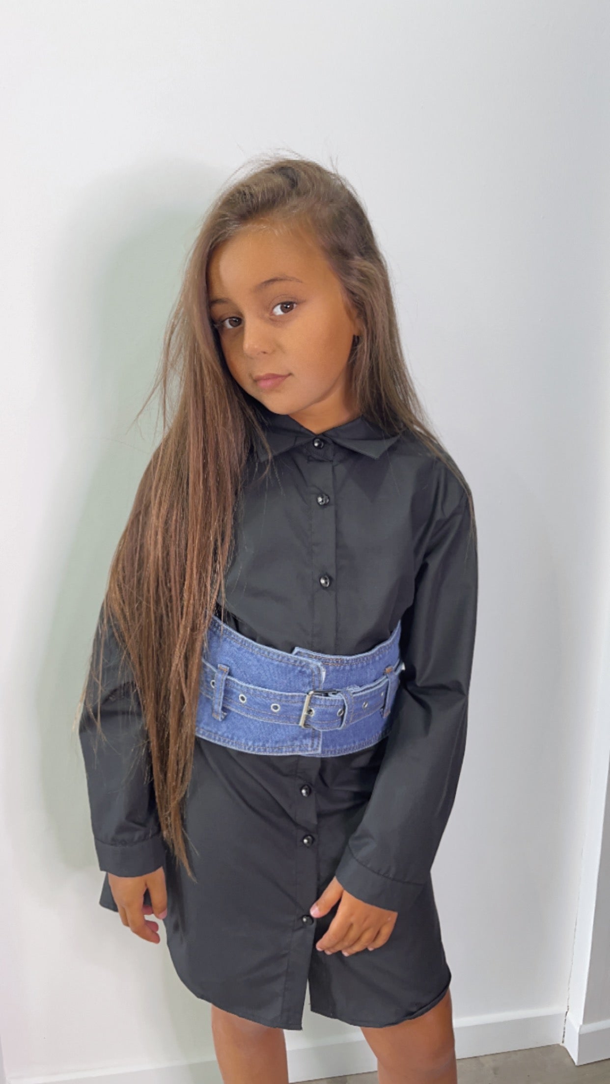 Robe noir ceinture jeans