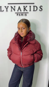Doudoune Bordeaux fourrure amovible ￼