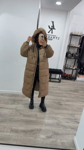 Doudoune longue Marron