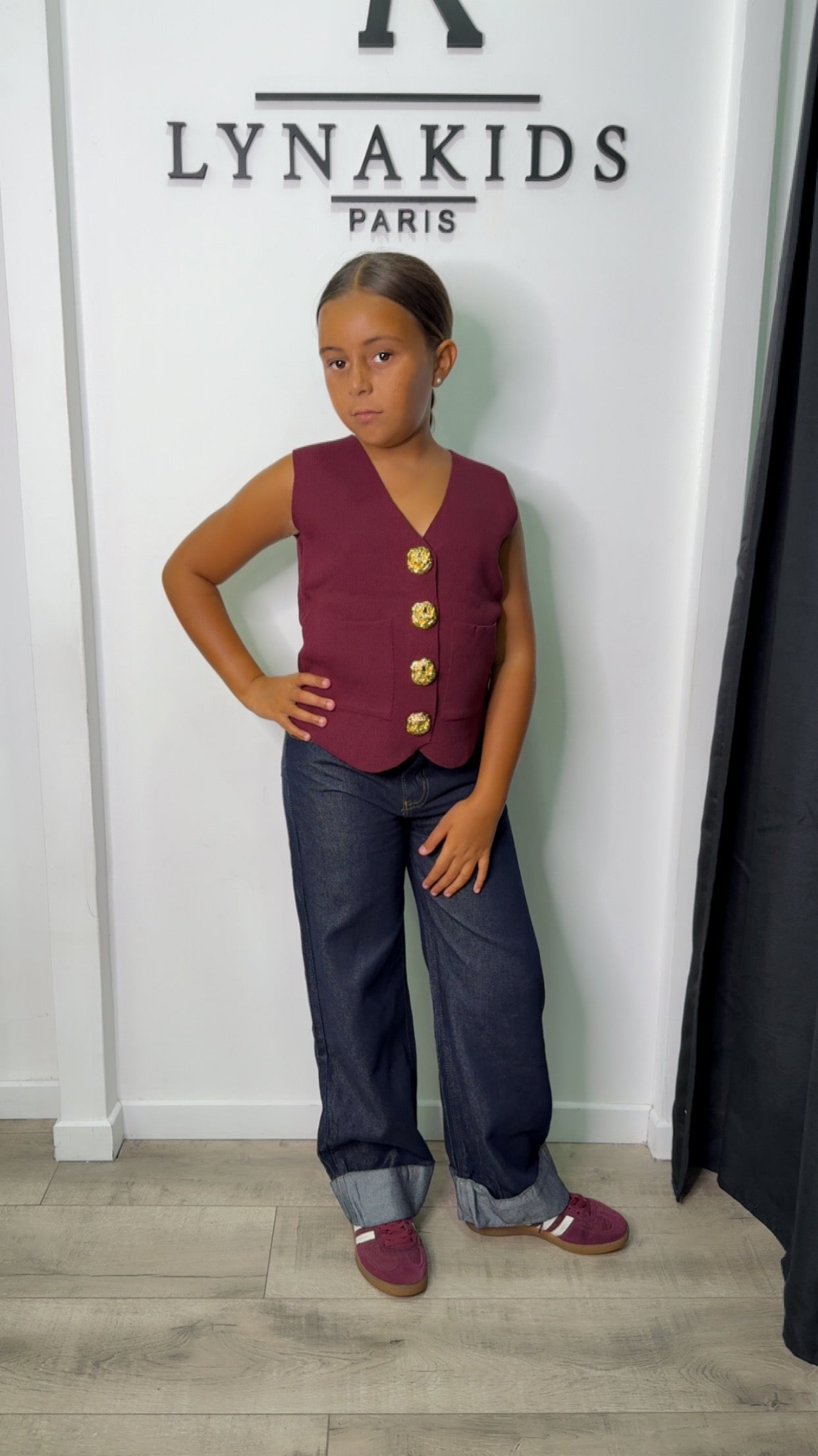 Jeans revers bleu brut