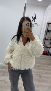 Gilet crème grosse maille