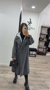 Manteau gris capuche over size
