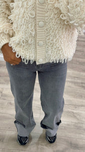 Jeans gris brut revers dad fit
