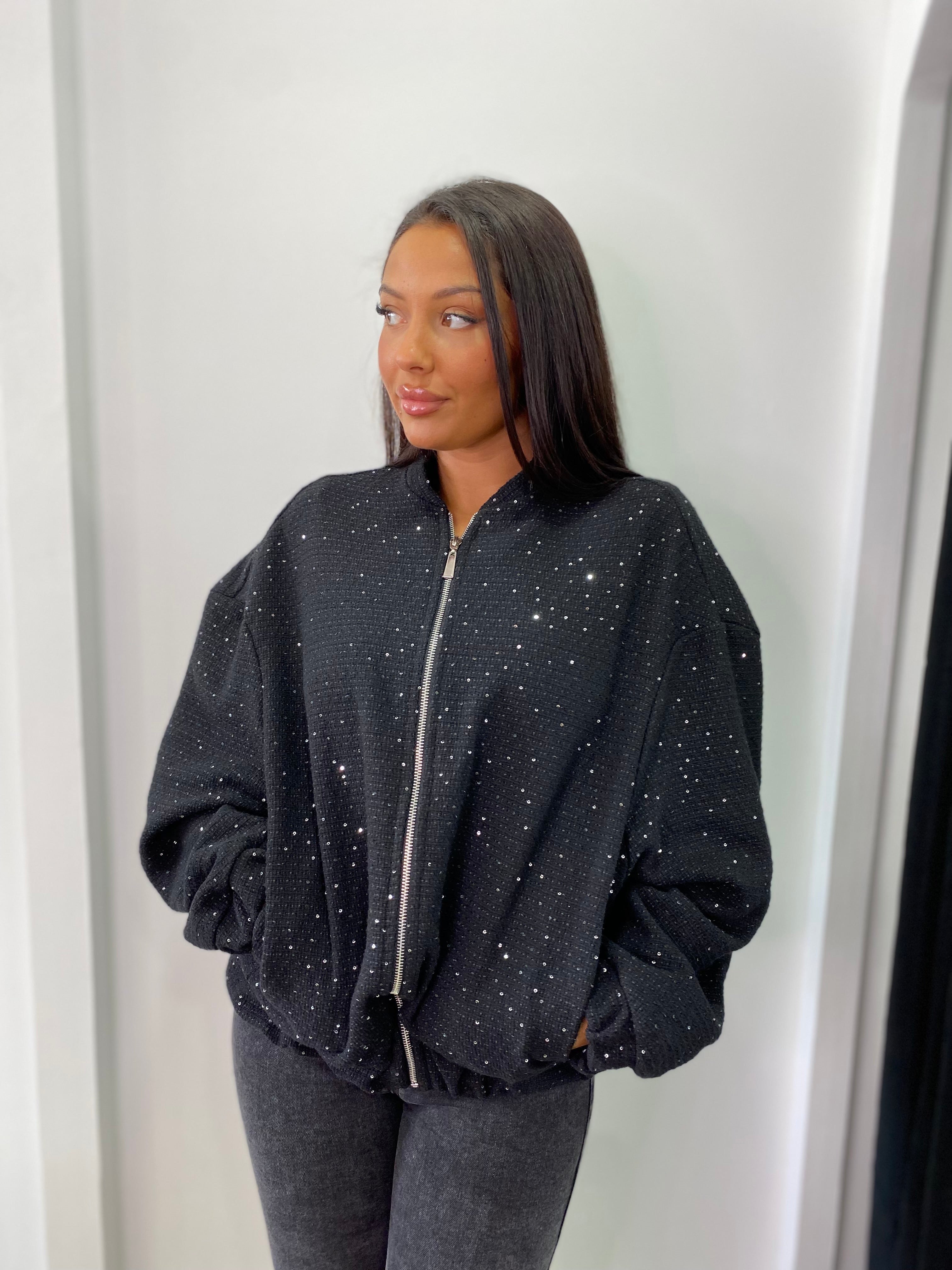 Bombers sequin noir