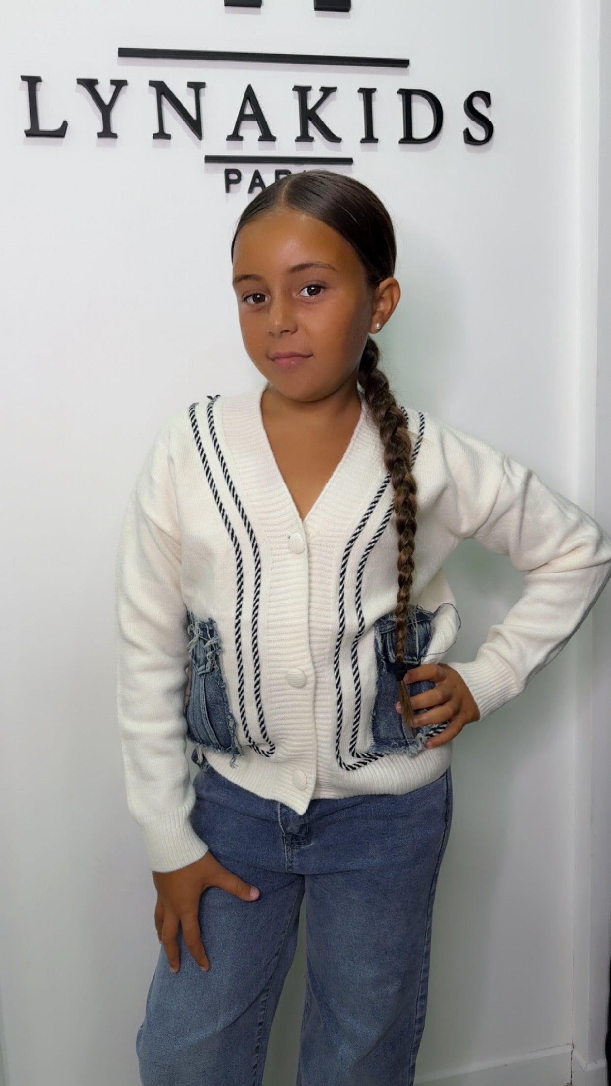 Gilet bi matière blanc jeans