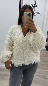 Gilet crème grosse maille