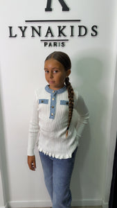 Haut bi matière Blanc jeans