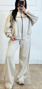 Survêtement Beige bande blanche