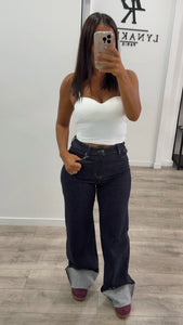 Jeans bleu brut revers dad fit