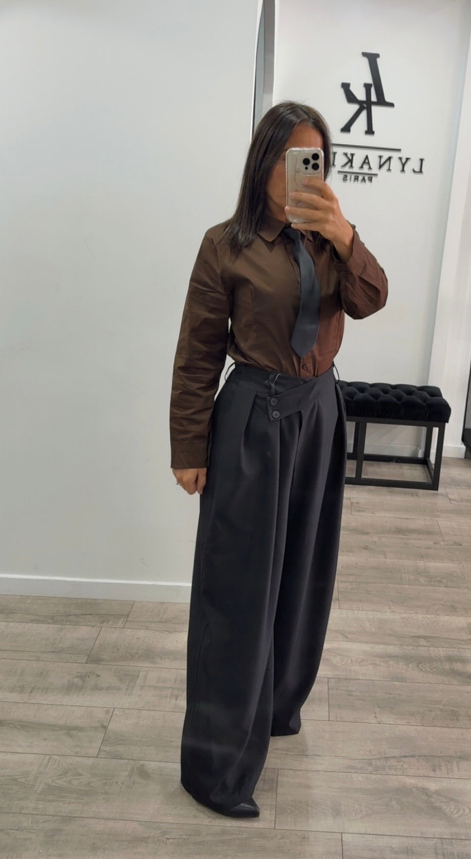 Chemise cravate marron