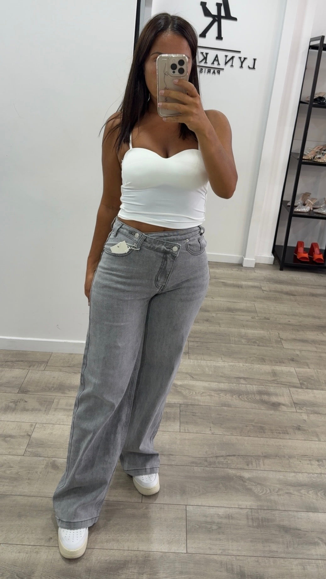Jeans croisé gris