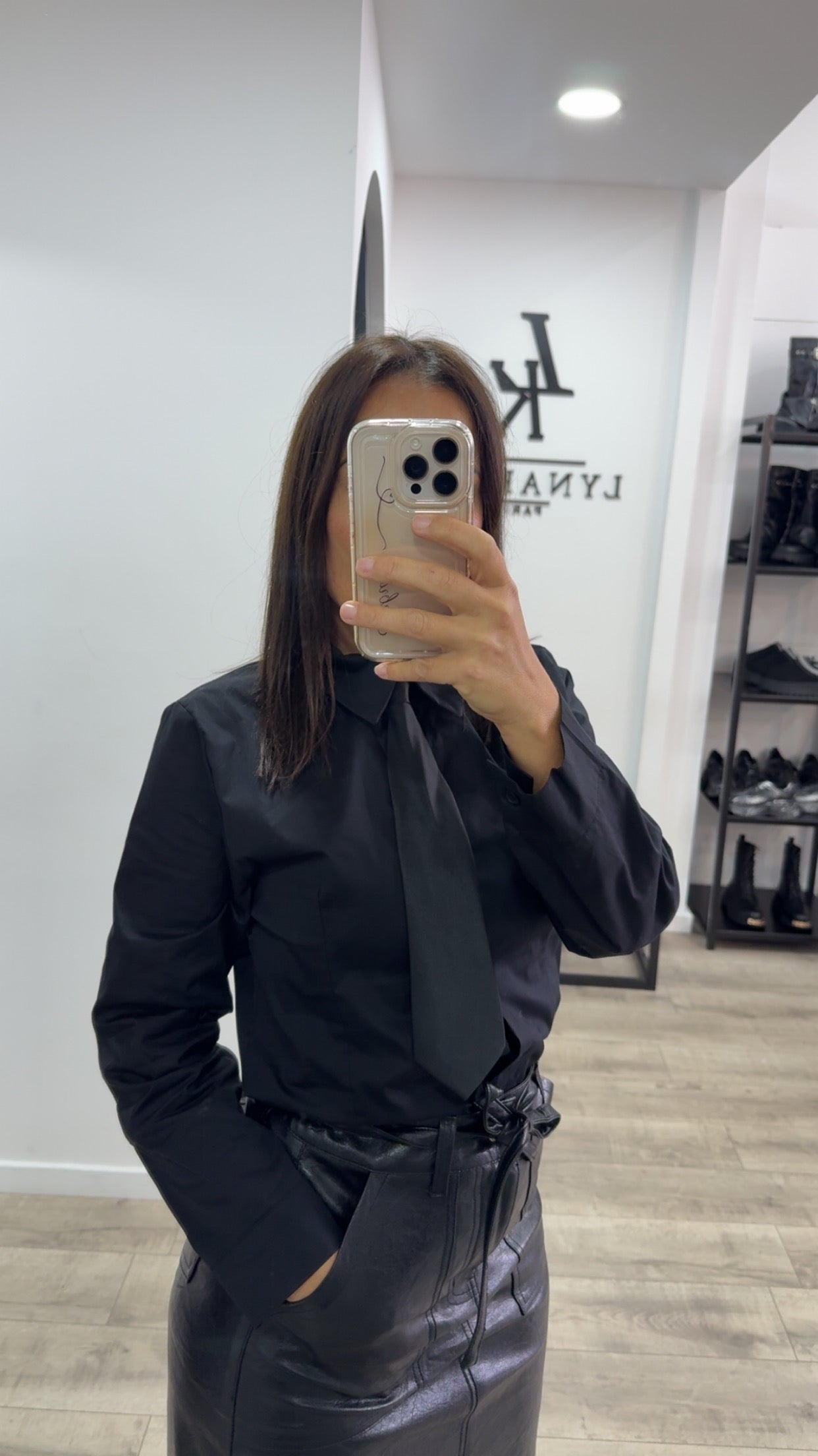 Chemise cravate Noir