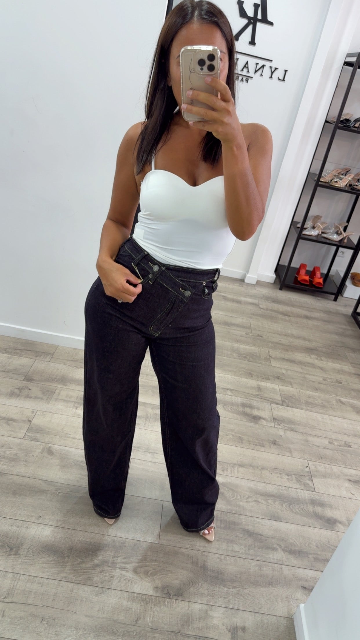 Jeans croisé bleu brut dad fit