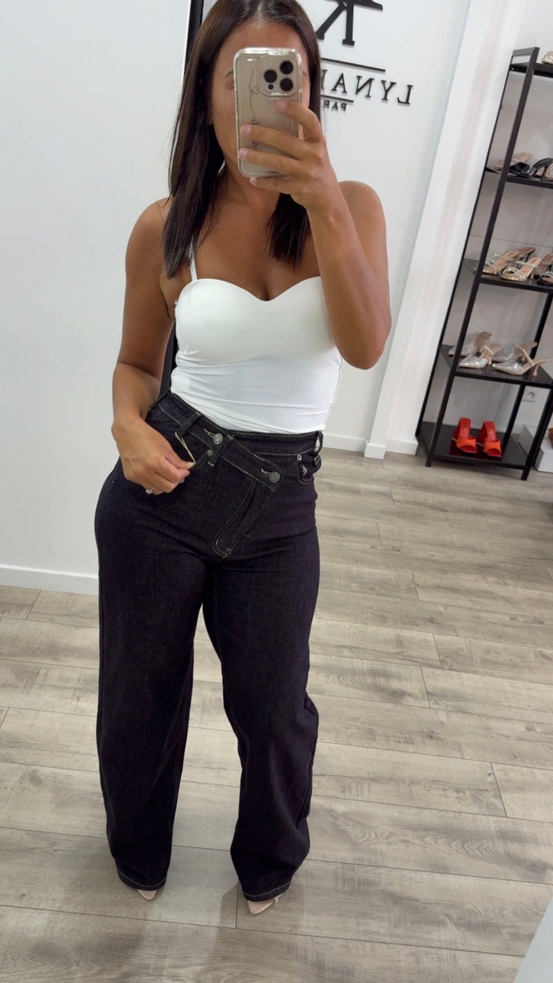 Jeans croisé bleu brut dad fit
