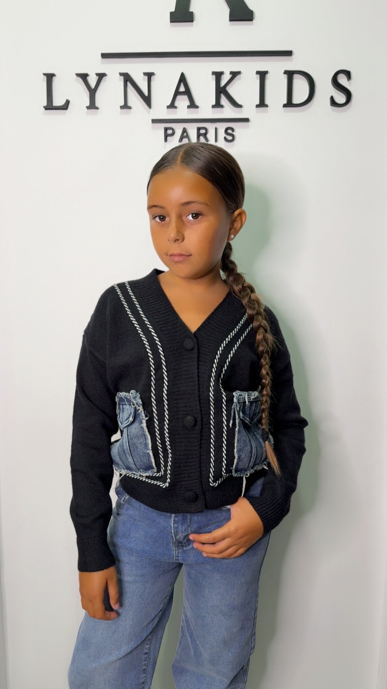 Gilet bi matière Noir jeans