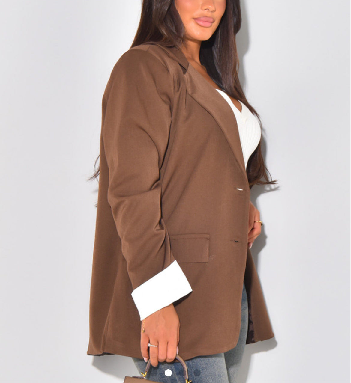 Veste Blazer manche retrousser marron