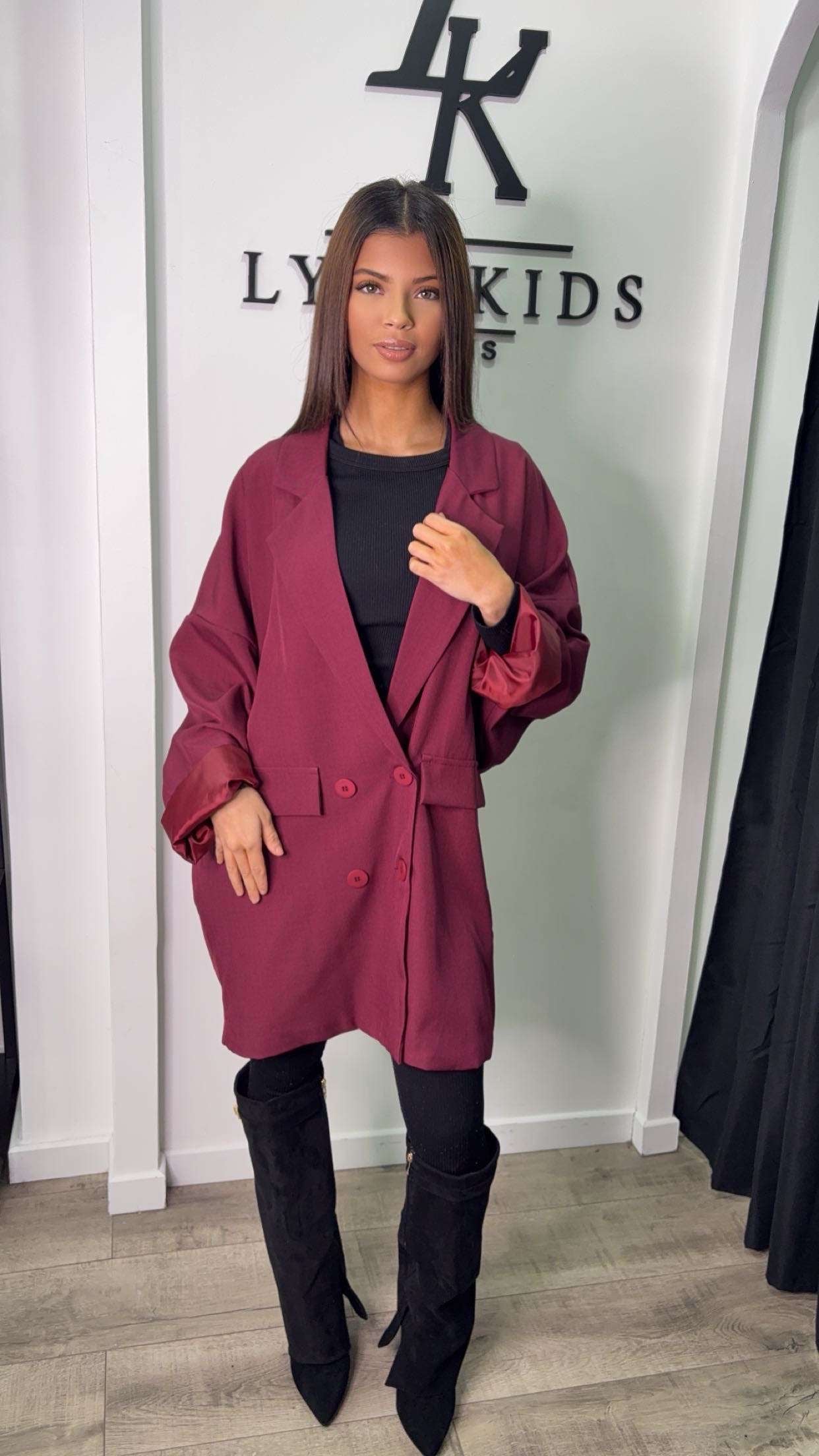 Veste blazer over size bordeaux